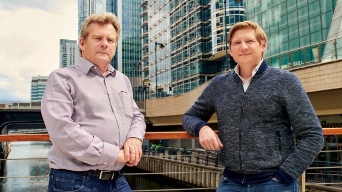 John Byrne (left), CEO of Corlytics, will be driving the vision, growth strategy and profitability as CEO of the enlarged group. Clausematch founder and CEO Evgeny Likhoded (right) will take up the newly created position of President of Corlytics.