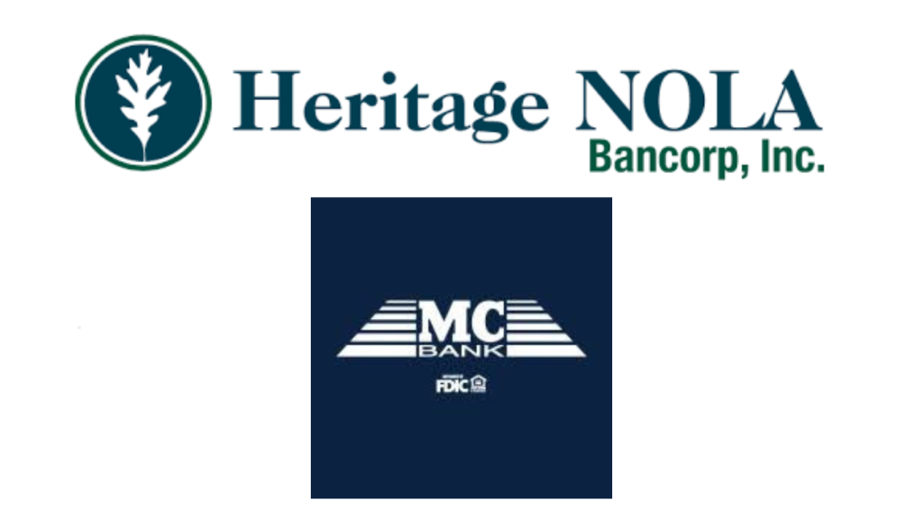 MC Bancshares and Heritage NOLA Bancorp