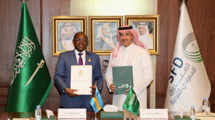 The Saudi Fund for Development (SFD) Chief Executive Officer, H.E. Sultan Al-Marshad, and Hon. Isacc Chester Cooper, Deputy Prime Minister and Minister of The Bahamas Ministry of Tourism, Investments & Aviation.