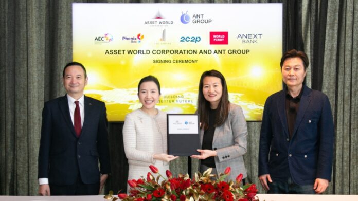 Mrs. Wallapa Traisorat, AWC CEO and President, and Clara Shi, Vice President of Ant Group and Head of WorldFirst, signed the MoU in Bangkok