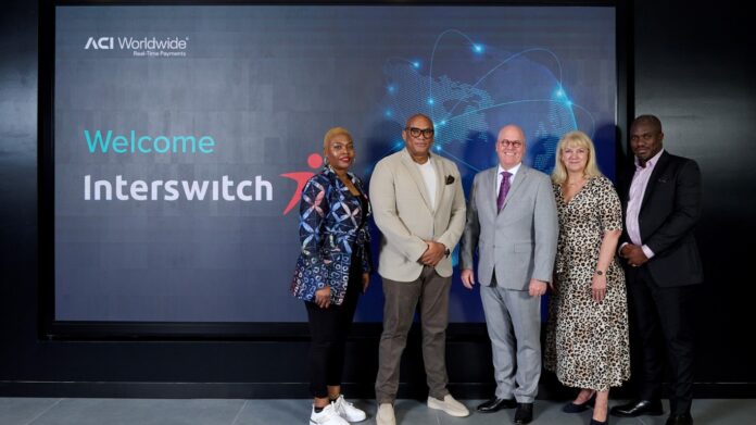 From Left to Right: Cherry Eromosele, EVP, Marketing & Corporate Communications, Interswitch; Mitchell Elegbe, CEO, Interswitch; Tom Warsop, CEO, ACI Worldwide; Debbie Guerra, Chief Product Officer, ACI Worldwide; Jonah Adams, MD, Digital Infrastructure and Managed Services, Interswitch